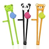 Palillos infantiles con simpáticos animales: nuestros palillos infantiles están decorados con simpáticos animales como pandas, ranas y osos, y tienen colores vivos, para que los niños vean comer con palillos como un juego divertido y les guste aprender a comer solos.