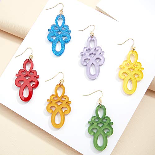 Zenzii Statement Resin Acrylic Double Scroll Colorful Drop And Dangle Earring For Women Girls (Black) #TOP1