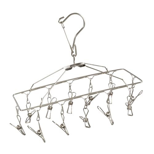 Honey-Can-Do DRY-01102 Clothes Drying Hanger Rack with 12 Clips, Chrome