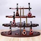 HEAXIY Supporto per Pipe per Tabacco in Legno a 3 Livelli per 15 Pipe per Tabacco, Espositore per Pipe da Fumo in Legno Fatto a Mano per La Festa del papà e Tutti Gli Amanti del Fumo,Brown immagine