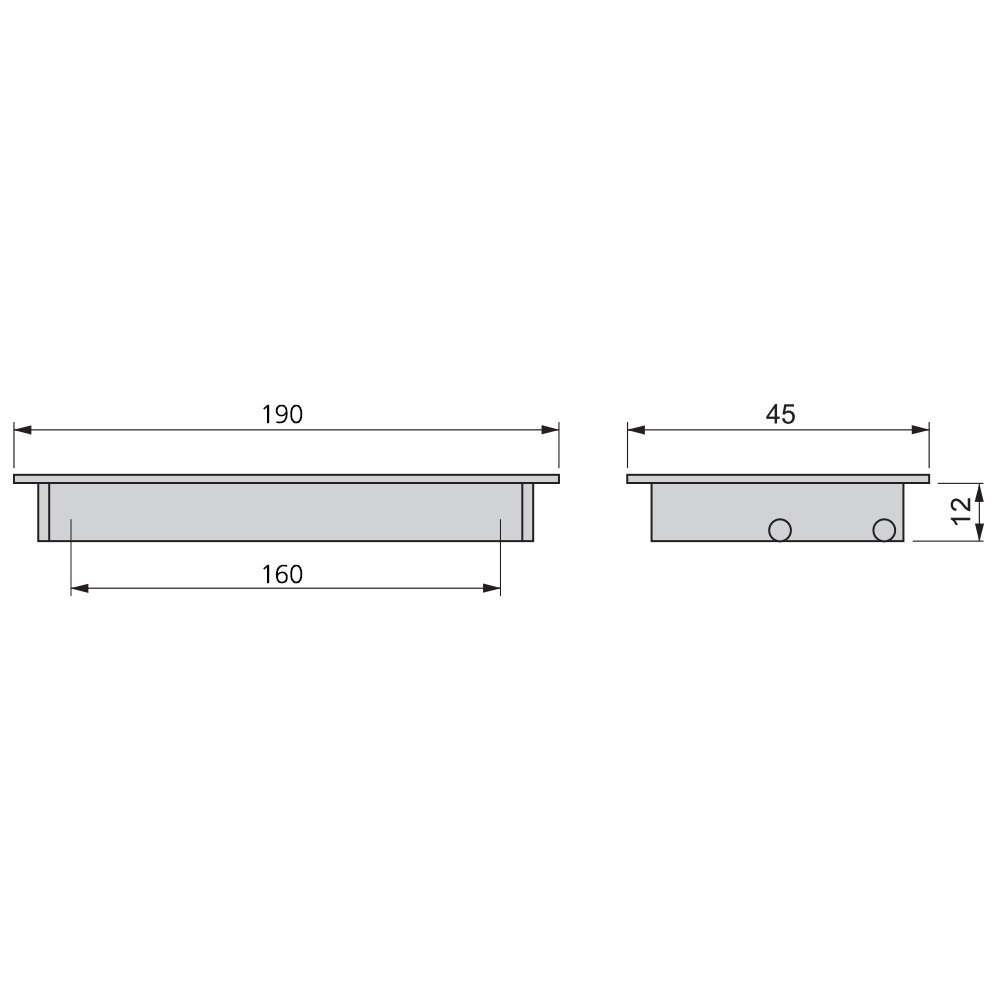 Emuca 9163062 Tirador encastrado para mueble, 190x45mm, aluminio, anodizado mate, Set de 20