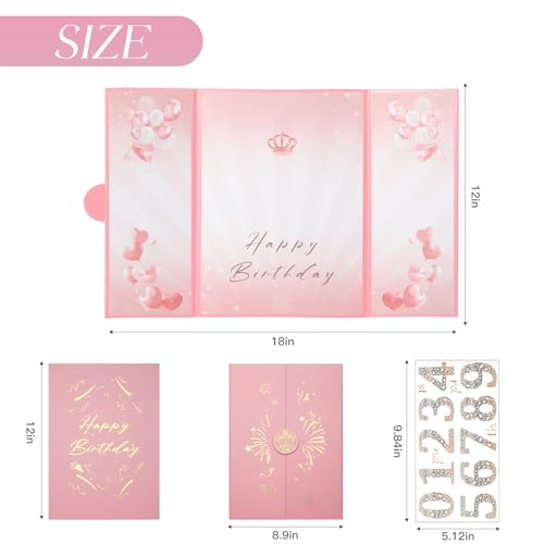 Image of Pink Gold Birthday Party Decorations,18 inch x 12 inch Creative Birthday Decorations Guest Sign in Book Alternative, for Men and Women of All Ages, Happy Birthday Party Supplies