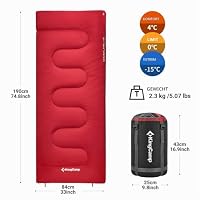 KingCamp Schlafsack Erwachsene Baumwolle,Komfort 4 °C,RED-L – Ansicht 5