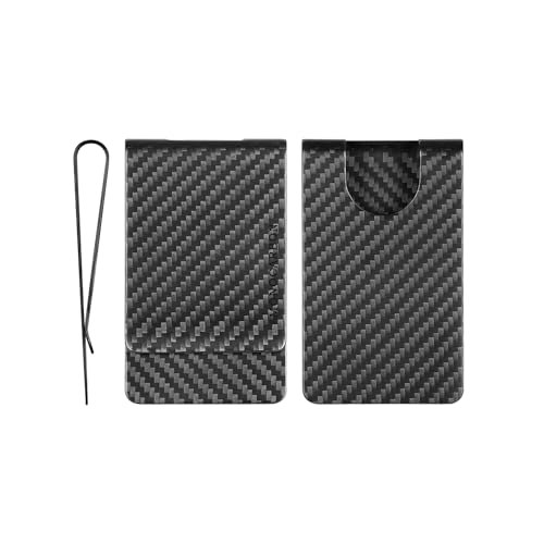 MONOCARBON 2in1 Carbon Fiber Money&Credit Card Clip,RFID Blocking Wide Credit Card&Cash Holder for Men Front Pocket3