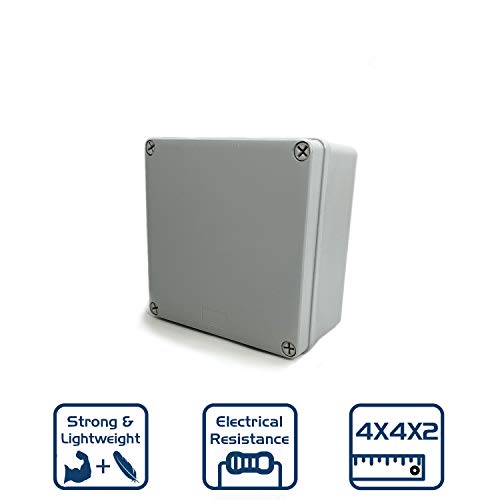DJC Supply Co. 4\" x 4\" x 2.4\" Weather & Dust Proof PS Plastic Junction Conduit Box Electronics Enclosure 1 Pack