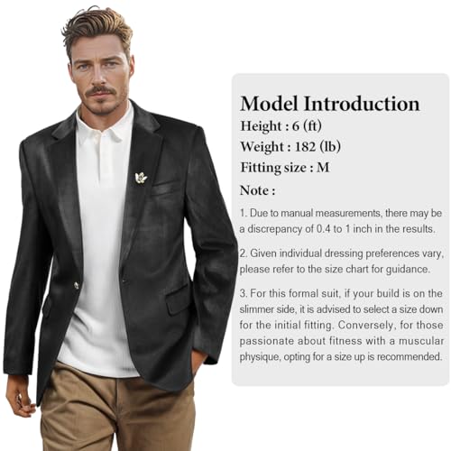 Men's Casual Velvet Blazer for Men one-Button Lapel Tuxedo Jacket with Brooch Dinner Party Wedding Prom2