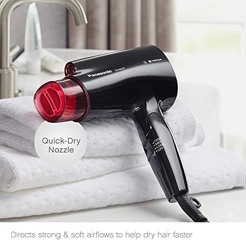 Panasonic Nanoe Compact Hair Dryer For Healthy-Looking Hair, 1400W Portable Hair Dryer With Folding Handling And Quickdry Nozzle For Fast Drying – Eh-Na27-K (Black/Pink) #TOP3