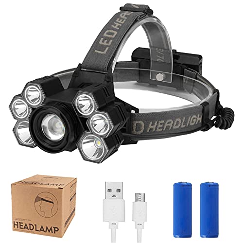 Torcia da testa ricaricabile, 9000 lumen