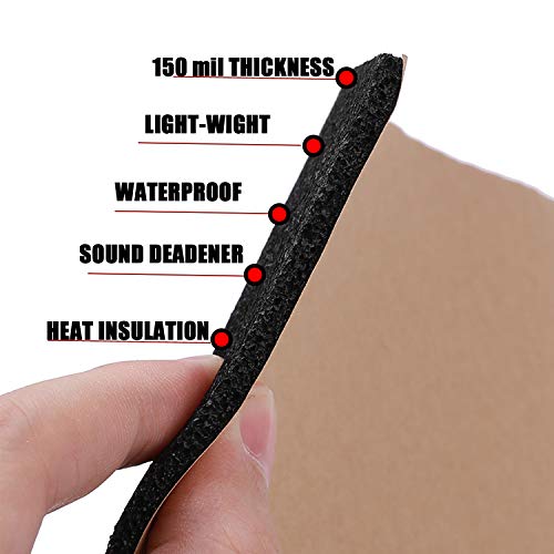 SHINEHOME 150 mil 36 sqft Sound Deadener Deadening Dampening Audio Noise Insulation Heat Insulation Mat Material Self-Adhesive Rubber Waterproof Soundproofing Foam Panel - Thumbnail 4