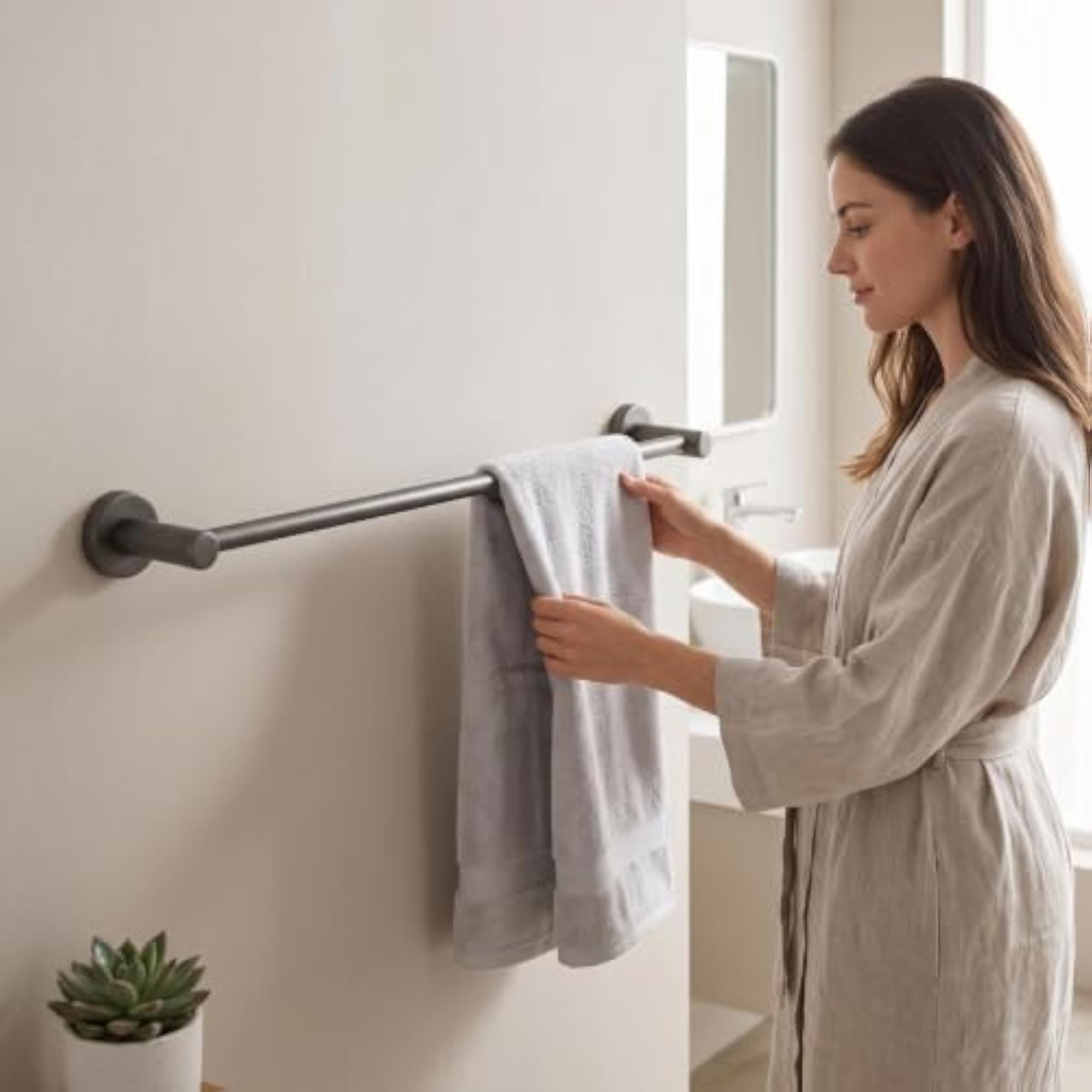Wall-Mounted Towel Bar, Rustproof Hardware