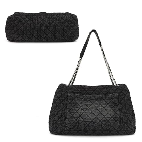 Image of M-ioi-M Extra Large Quilted Denim Purse,Oversize Shoulder Bags for Women, Crossbody Flap Hobo Tote Bag,Chain Strap Jean Purse
