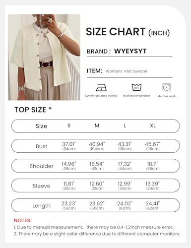 Image of Wyeysyt Womens Cropped Knitted Cardigan Y2K Short Sleeve Button Down Sweater Cardigan Shirt Casual Solid Color Ribbed Outwear