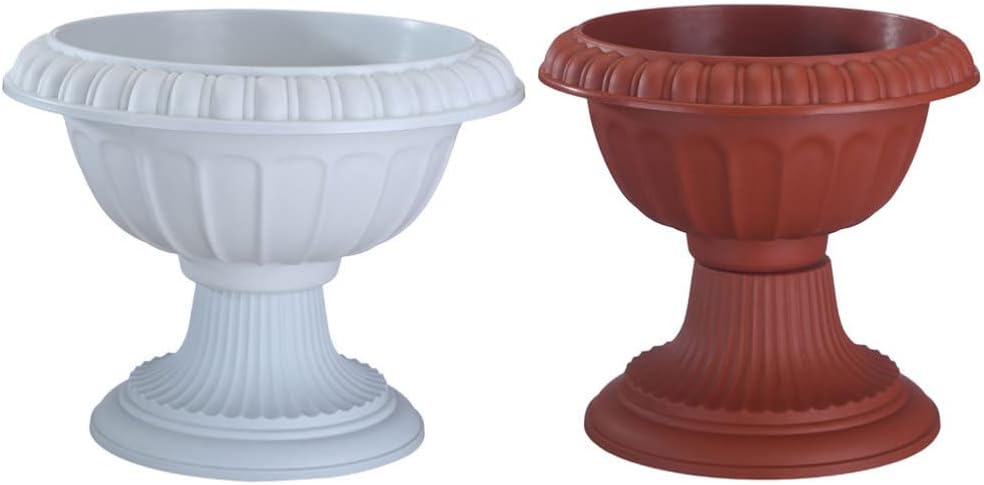 GANAZONO 2 Macetas de Urna para Boda Macetas de Plástico Jarrón para Interior Y Exterior Jardín Porche Puerta Delantera Maceteros Ladrillo Rojo 25. 5 X 25 Cm. 5X23cm