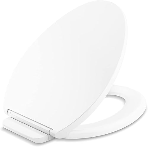 Kohler K-27331-0 Glissade ReadyLatch - Asiento de inodoro alargado con cierre silencioso, color blanco