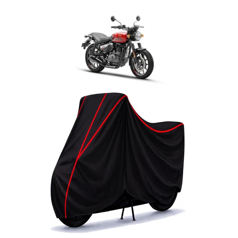 Image of Hunter 350 Retro Factory Water Resistant Bike Cover for All Motorcycles & Rain | Heavy Duty Taffeta Fabric | UV Protection, Dustproof, Scratchproof | All Weather Two Wheeler Cover with Elastic Bottom