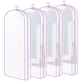 Chunful Transparente Kleidersäcke zum Aufhängen von Kleidung, 152,4 cm, 4 Stück, staubdichte Schrankaufbewahrungsabdeckungen mit 25,4 cm Zwickel-Design und glattem Reißverschluss für Kleider, Mäntel
