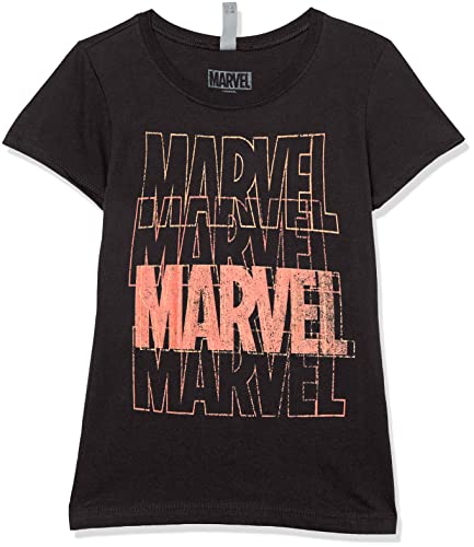 T-shirt Marvel fille noir taille S avec logo coloré empilé Halloween