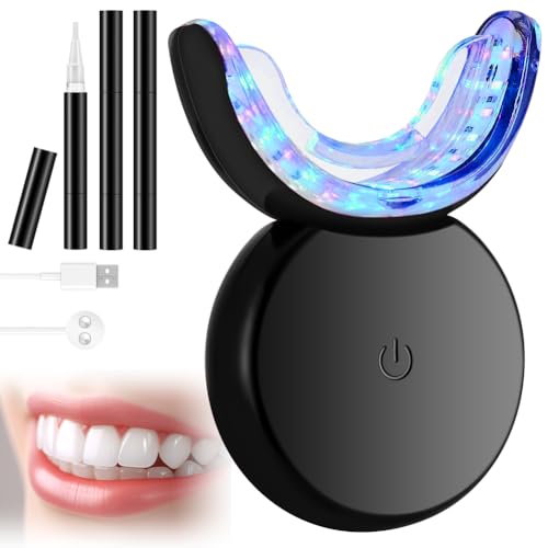 Teeth Whitening Kit, Professionell Zähne Bleaching Set zum Zahnaufhellung & Zähne Aufhellen, LED Hause Zahnaufhellungsset mit 3 Zahnbleaching Gel Schnelles Zahnaufheller für Männer Frauen (Schwarz)