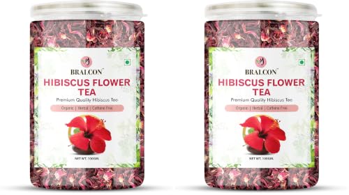 Image of BRALCON Hibiscus Flower Tea 100g | Premium Dried Whole Leaf Infusion | 100% Natural Herbal for Iced Drinks & Cocktails | Pure Floral Botanical (Pack of 2)