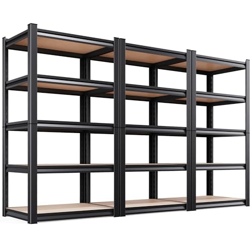 Image of 3-Pack Garage Shelving for Multi-Room Home Storage & Organization, 71 inchH x 32 inchW x 14 inchD 5-Tier Adjustable Metal Storage Rack for Tools, Household Items, Garage, Workshop,Pantry&Basement Storage