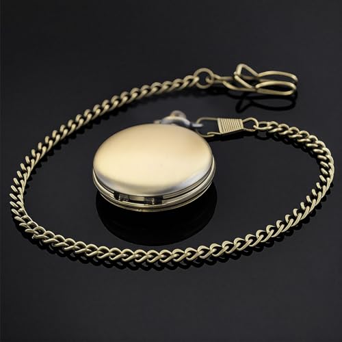 Image of Smooth Pocket Watch Alloy Steel Quartz Roman /Arabic Numerals with 37cm Chain for Father's Day Xmas Best Gifts