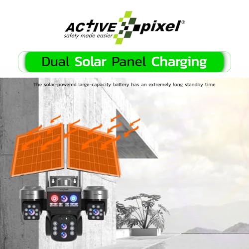 Image of Active Pixel 4G Solar Powered 4MP CCTV 10X Zoom, Triple Camera | PTZ 360 Wireless Outdoor Security Camera | Motion Detection, SIM Card Slot, 2-Way Audio, IP66 Waterproof - G16 (3Cam 10x Zoom)