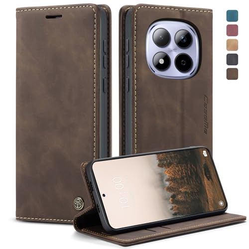KZB Handyhülle für Xiaomi Redmi Note 15 Pro 5G Hülle Premium Leder Klappbar Tasche Flip Case Magnet Kartenfach Standfunktion Klapphülle Schutzhülle für Redmi Note 15 Pro 5G - Kaffee