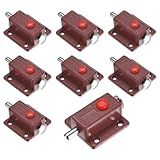M METERXITY 8-Pack Plastic Push Button Spring Loaded Latch, 1.5x1.4 In/37x36mm Automatic Door Latch Lock Button Bolt Latches for Cabinet Door/Window/Drawer Closet Furniture [Brown]