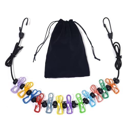 HFZRZFH Travel Clothesline, Portable Retractable Clothes Line Outdoors, Camping Clothesline for Cruise Ship Cabin Essentials, RV Accessories, Indoor Laundry Drying with 12 Clips 13 Beads, 4.9-12ft