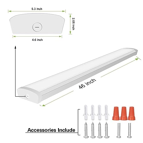Image of 4FT LED Flush Mount Wraparound Light, with 3 Wattages /3 Lumens /3 CCT Selectable, 55W /65W /75W, 5500lm /6500lm /7500lm, 3000K /4000K /5000K, 4 Foot LED Wraparound Light Fixture for Garage, Office, ETL