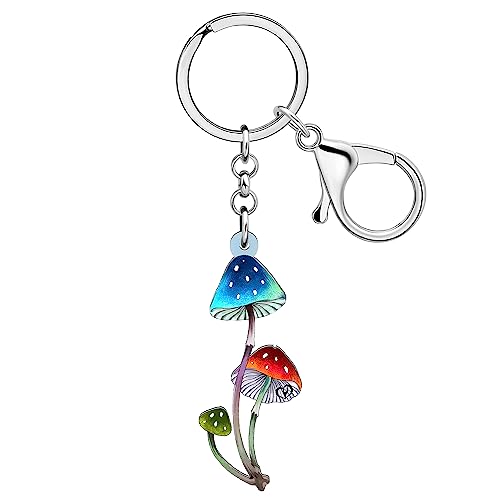 WEVENI Cute Mushroom Stuff Acrylic Mushroom Keychain Plant Keyring Food Charms for Women Girls Funny Wallet Accessories (Mushroom G)