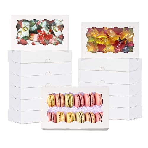 LYSHOOCE 20 cajas de galletas con ventana, caja de cartón con ventana (blanco)