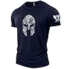 GYMTIER Spartan Helmet Hex Camo - Spartan Gym T-Shirt for Men Bodybuilding Weighlifting Strongman Training Top Active Wear Spartan Forged Navy X-Large #3