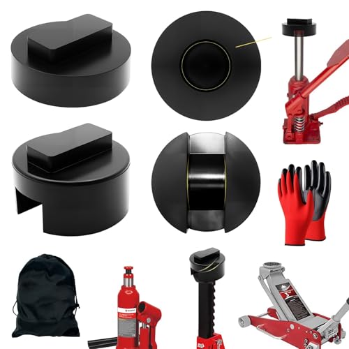 4Pcs Jack Pad Adapter for BMW and Mini Dual-Use Heavy Duty Rubber Jack Pucks with Work Gloves & Storage Bag Protects Frame Pinch Welds for Floor & Bottle Jacks During Tire Changes