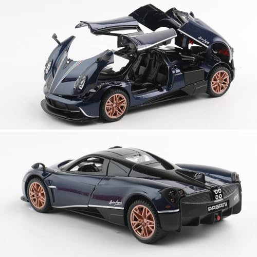 Image of 1 /32 Pagani Huarya Roadster Exclusive Alloy Metal Pull Back Die-Cast Toy Car with Openable Doors & Light Music Collectible Sound Light Toy for Kids Best Birthday Gift (Blue)