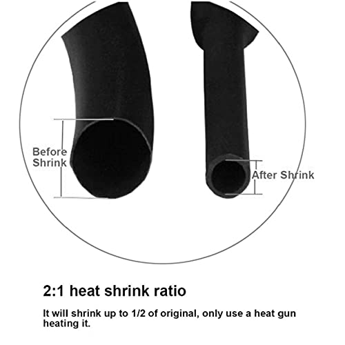 Crimp Terminals Butt Connectors Heat Shimp Tubes Wire Wrap Ratio 3: 1 Assortiment met opbergtas (6 maten, zwart) 130pcs - Image 7