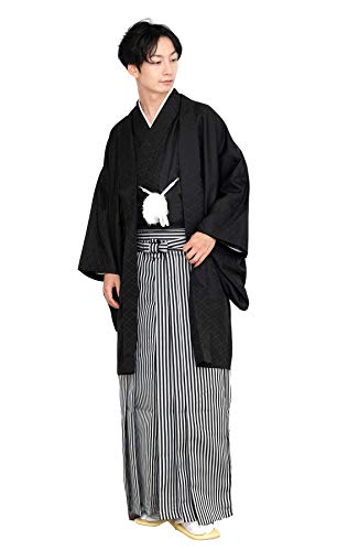 KYOETSU Men's Japanese Kimono Haori Hakama 3 piece set with