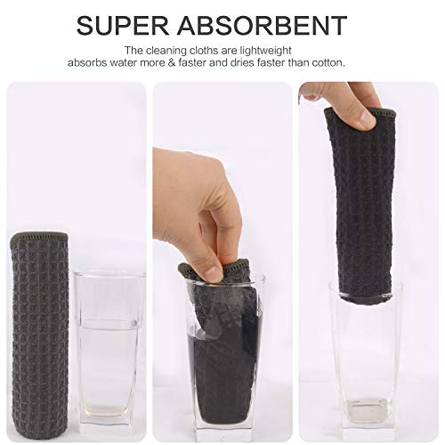 Sinland Microfiber Waffle Weave Kitchen Dish Cloth Washcloths Quick Drying Dish Towels 13Inch X13Inch (6 Pack Grey) #TOP3