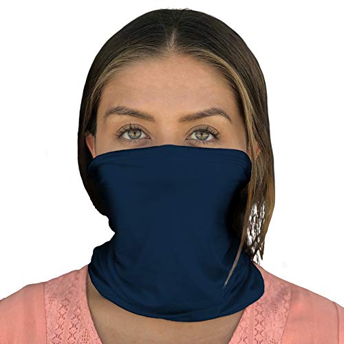 Happyluxe Face Shield, Neck Gaiter,  Breathable Mask, UPF 50+, Made in the USA (Navy Blue)