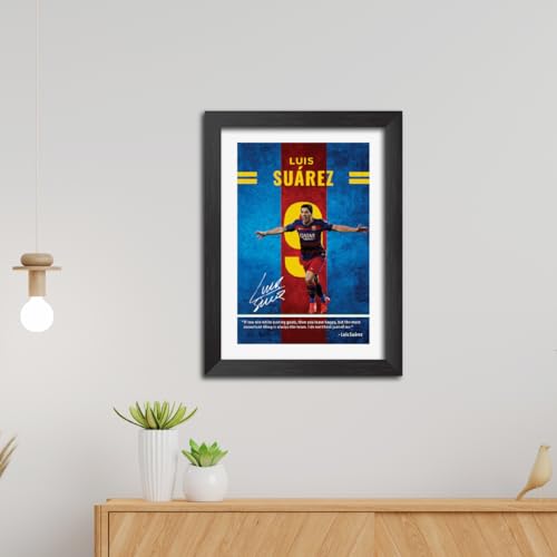 Image of TenorArts Luis Suarez Quotes Poster Frame Barcelona Laminated Photo Framed Painting with Matt Finish Black Textues (12 inches x 9inches)