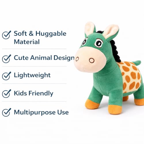 Image of Green Donkey Soft Toy for Kids, 25 cm Plush Stuffed Animal, Cute Soft Toy for Boys and Girls, Huggable Gift Toy, Green