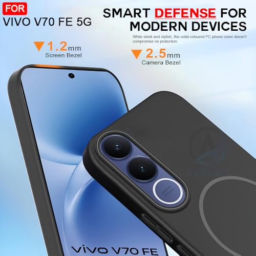 Image of AESTMO Shockproof Back Case Cover for Vivo V70 FE 5G | Slim Hard Shell | Hard Back Cover for Vivo V70 FE 5G (Compatible with MagSafe Accessories, Black)