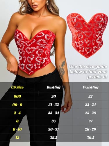 Image of ChiaoLezhee Heart Corset Top For Women, Sexy Concert Outfits Going Out, Strapless Crop Top, Overbust Bustier