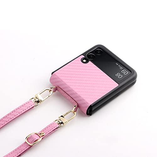 Coque en fibre de carbone Samsung Galaxy Z Flip 4 rose sans empreintes digitales