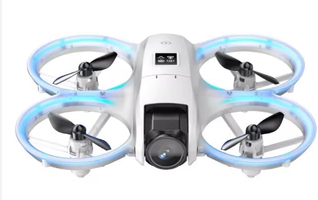 Mini Drone with Camera, Compact Quadcopter with LED Lights, White