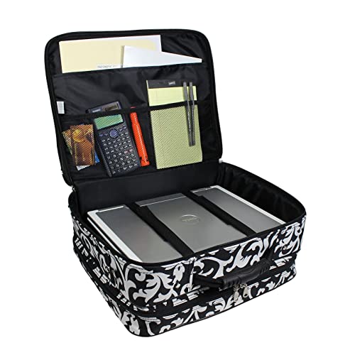Ladies Damask Rolling Computer Laptop Bag Brief Case -- Fits A 13", 14", 15", 16" Or 17" Laptop (Measured Corner To Corner Diagonally) #TOP2