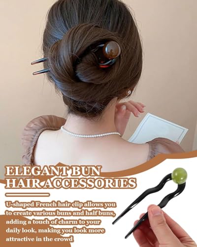 Image of Melodio 4PCS U-shaped Hair Pins, French Twist Hair Pin, French Hairpin, Fork, Updo Chignon Pins, Headpiece for Women, Long Hairstyle Accessories
