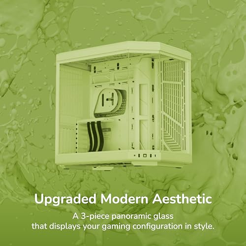 Image of HYTE Y70 Modern Aesthetic Gaming PC Case - Panoramic Glass | High-Airflow Design | Cable Management | Dual Chamber ATX Mid-Tower Chassis | 10 Fan Capacity | Luxury PCIe 4.0 Riser Cable -Matcha (Green)