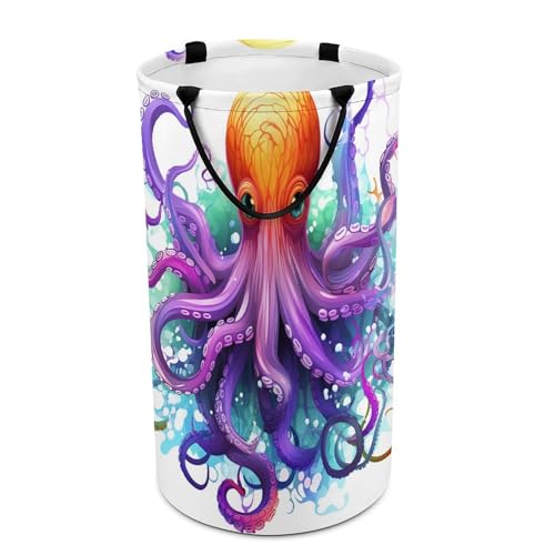 Panier linge coloré pieuvre pliable avec poignées jouets - 2