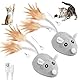 SGZIOO 2 Stück Katzenspielzeug Maus Elektrisch, Elektrische Maus für Katzen mit Federschwanz, Katzenspielzeug Selbstbeschäftigung, USB Wiederaufladbares Magic Maus Katze für Kleine Katze im Drinnen